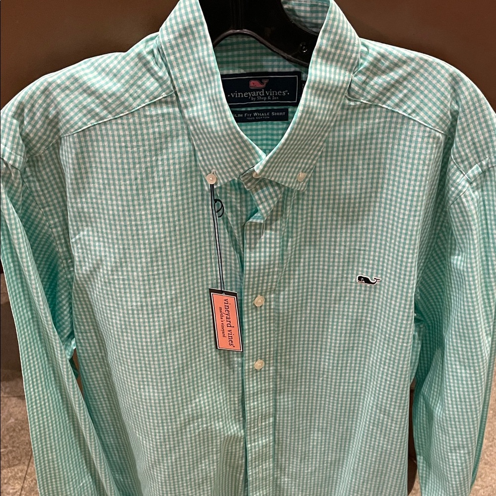 Vineyard Vines Men's Aqua Checkered Shirt